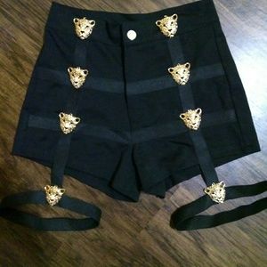 Goth bandage pinup high waist black shorts Med NEW